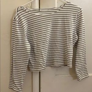 White stripped cropped long sleeve.
